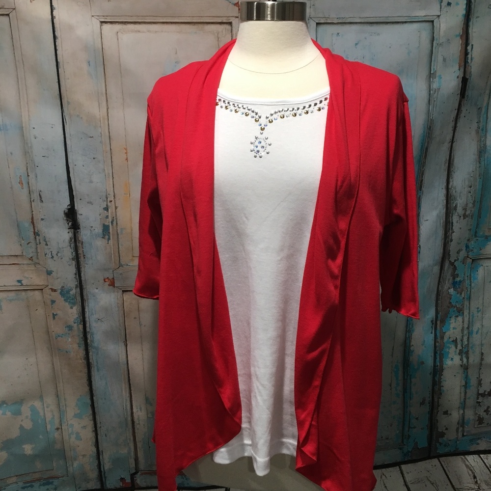 NEW One Piece Knit Top, Re & White, NWT E5